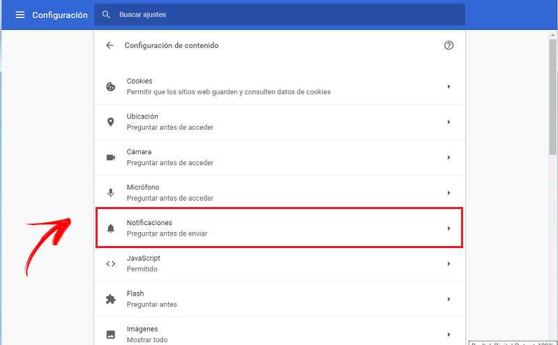 Notificaciones Google Chrome